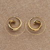 Artisan handmade pure brass, concave spiral wave hoop earrings designed by OMishka.