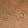 Handmade pure brass, thickening shaped spiral hoop earrings designed by OMishka.