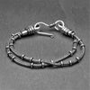 Handmade silver toned brass, double strand, subtle beaded snake chain bracelet designed by OMishka.