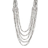 Handmade silver, tiny cube beaded, short, layered multi row necklace designed by OMishka.