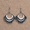 Handmade solid silver, crescent shaped open hoop, drop earrings designed by OMishka.