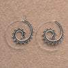 Handmade solid silver, dot beaded, large spiral hoop earrings designed by OMishka.