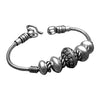 Handmade silver toned plated brass, decorative dotted bead, snake chain bracelet designed by OMishka.