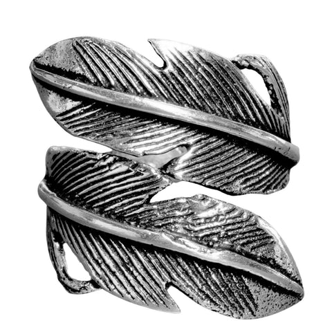 Brass Feather Spiral Hoop Earrings