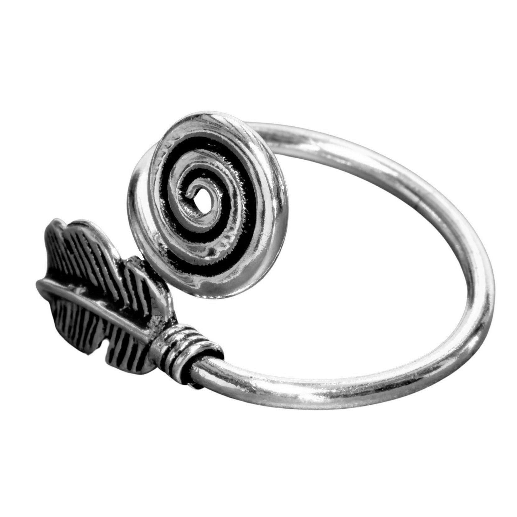 Handmade Silver Feather Spiral Wrap Ring - OMishka