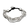 Handmade silver, mixed tiny cube and octagonal beaded, multi strand bracelet designed by OMishka.