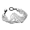 Handmade silver striped multi strand, elegantly beaded bracelet designed by OMishka.