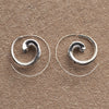 Handmade solid silver, concave shaped spiral wave hoop earrings designed by OMishka.