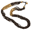 Black & Pure Brass Striped Multi Strand Necklace