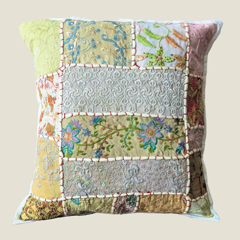 Recycled White Patchwork Cushion Cover - 10