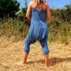 OMishka eco-friendly organic bamboo light blue harem trousers adjustable jumpsuit
