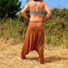 OMishka eco-friendly organic bamboo light brown harem pants adjustable jumpsuit