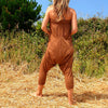 OMishka eco-friendly organic bamboo light brown harem trousers adjustable jumpsuit
