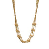 Artisan handmade pure brass tiny cube and round beaded, long, layered multi strand necklace designed by OMishka.