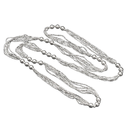 Silver Double Snake Chain Collar Necklace