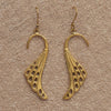 Pure Brass Feathered Wing Half Hoop Earrings