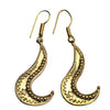 Long, nickel free pure brass, tribal patterned, swirl shaped dangle earrings designed by OMishka.