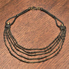 Handmade nickel free pure brass, multi row, subtle disc beaded, snake chain necklace designed by OMishka.