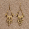 Handmade nickel free pure brass, beaded and spiral patterned, long dangle earrings designed by OMishka.