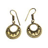 Handmade nickel free pure brass, beaded crescent moon, hook earrings designed by OMishka.
