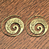 Handmade nickel free pure brass, ivy vine spiral hoop earrings designed by OMishka.