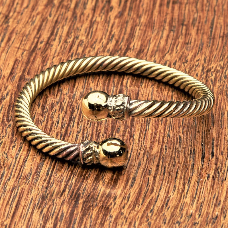 A nickel free pure brass, rope bracelet with ball ends designed by OMishka.