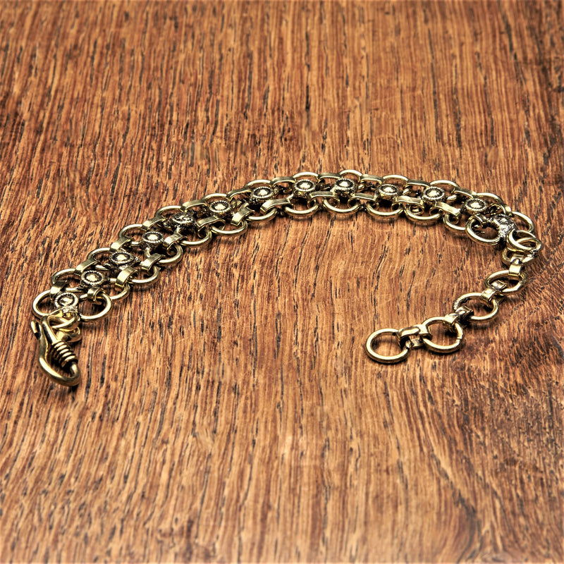 Handmade nickel free pure brass, single infinity chain with decorative discs, designed by OMishka.