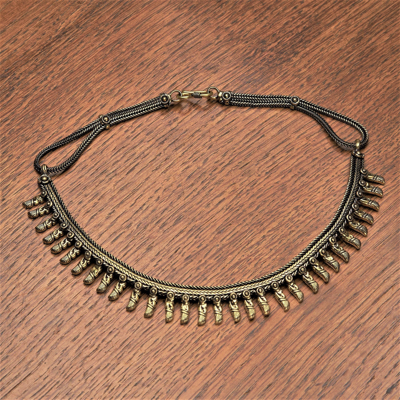 Handmade and nickel free, pure brass, spiked snake chain, collar necklace designed by OMishka.