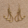 Handmade nickel free pure brass, triple crested wave drop hook earrings designed by OMishka.