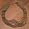Handmade and nickel free, tiny pure brass beaded, black woven hemp cord, Naga Tribe layered necklace designed by OMishka.