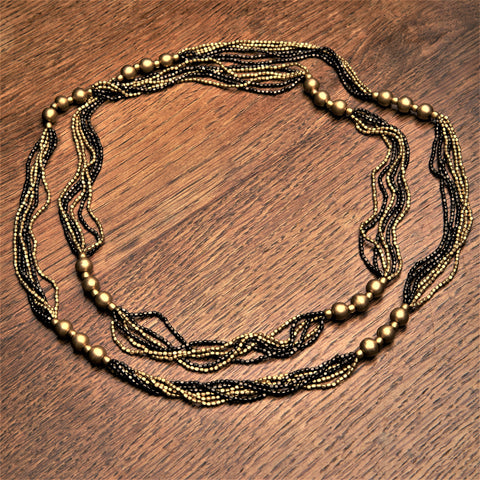 Oxidised Pure Brass Beaded Multi Strand Bracelet