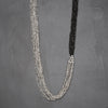 Long Silver Multi Strand Beaded Necklace