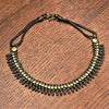 Handmade and nickel free pure brass, tribal patterned disc and beaded, gypsy collar necklace designed by OMishka.