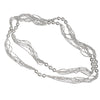 Chunky, nickel free silver toned brass, long beaded multi strand necklace designed by OMishka.