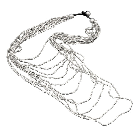 Silver Multi Circle Chain Choker Necklace