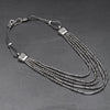 Handmade nickel free silver toned white metal, multi row, subtle disc beaded, snake chain necklace designed by OMishka.