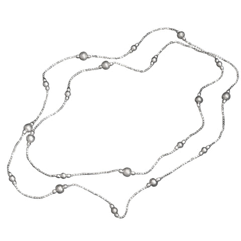 Simple Silver Charm Beaded Three Strand Necklace