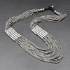 Silver & Black Beaded Long Multi Strand Necklace
