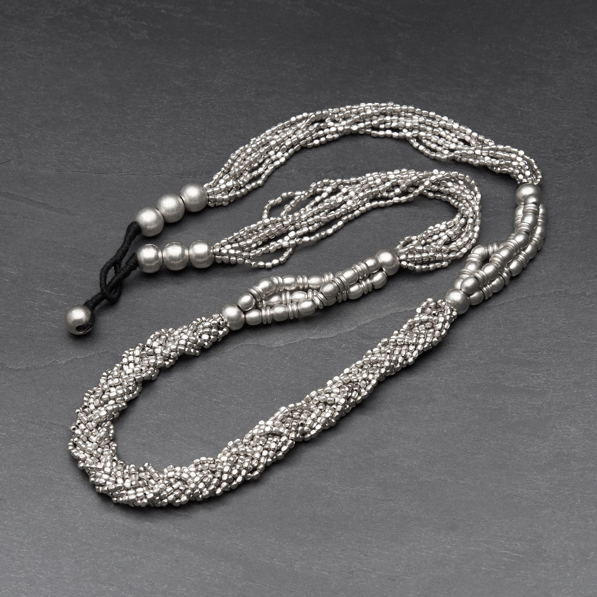 Denkays Handmade Multi Strand Beaded Necklace on sale SILVER DUST