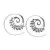 Handmade nickel free solid silver, dainty swirl patterned, spiral threader hoop earrings designed by OMishka.