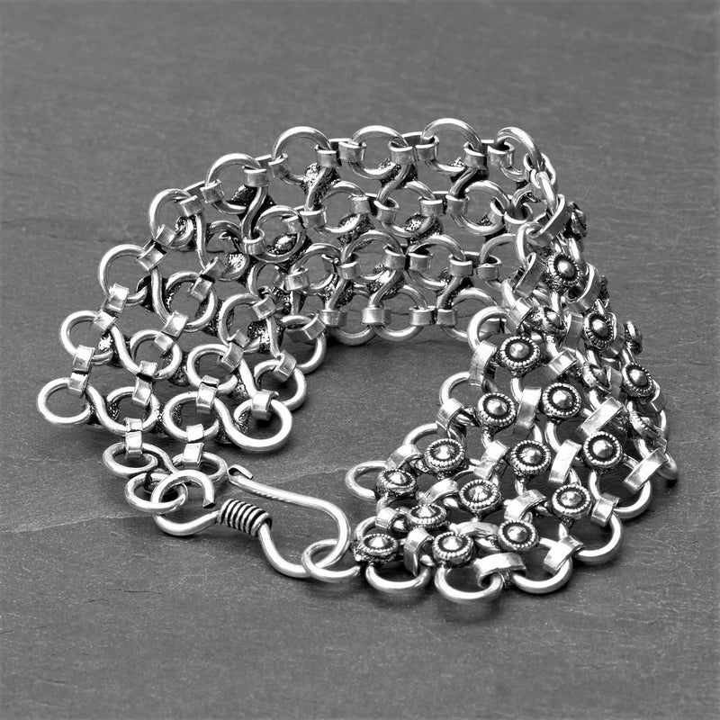 Handmade nickel free silver, double infinity chain with decorative discs, designed by OMishka.