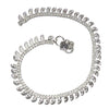 Thin Beaded Silver Anklet