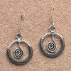 Silver Spiral Open Circle Drop Earrings