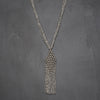 Handmade and nickel free, silver toned brass, beaded rhombus, multi strand tassel necklace designed by OMishka.