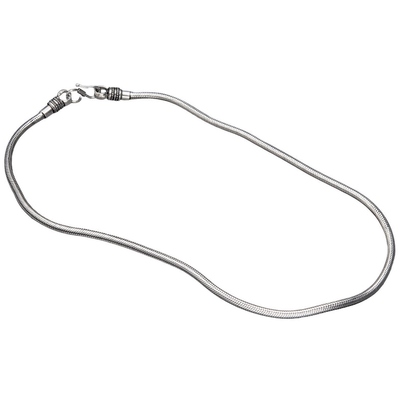 Handmade and nickel free silver, simple snake chain necklace designed by OMishka.