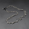 Handmade nickel free silver, tiny cube beaded and spike rivet stud, multi strand necklace designed by OMishka.