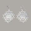Handmade nickel free solid silver, Sri Yantra dangle drop hook earrings designed by OMishka.