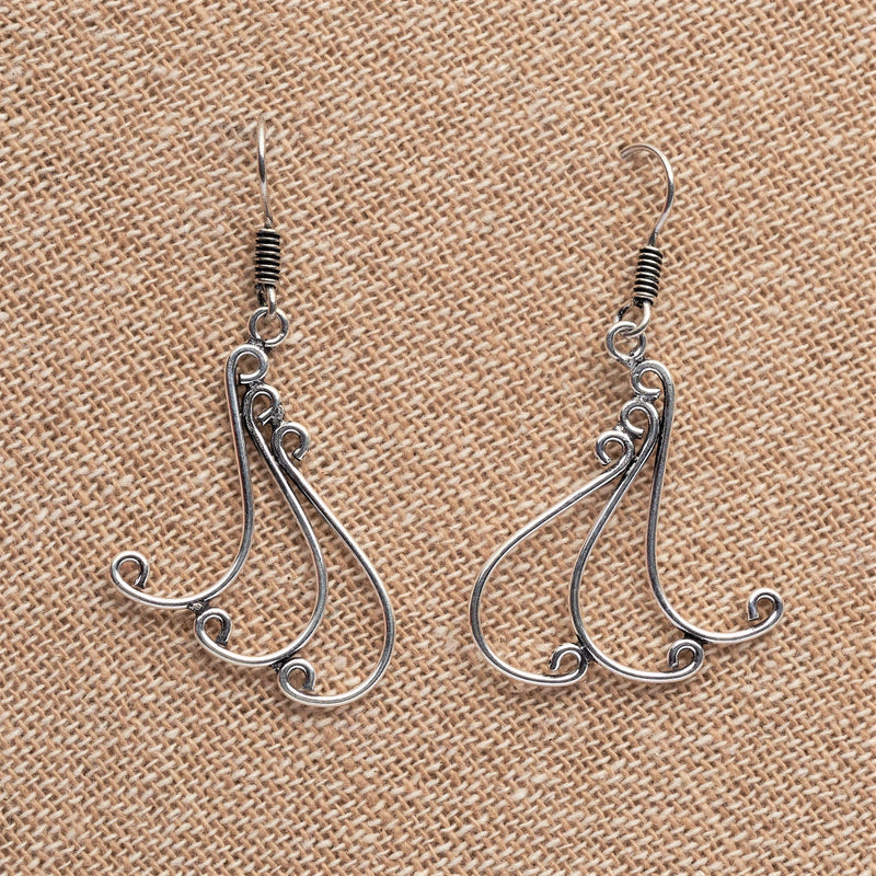 Handmade nickel free solid silver, triple crested wave drop hook earrings designed by OMishka.