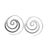 Handmade nickel free solid silver, cut out wave detailed, dainty spiral hoop earrings designed by OMishka.