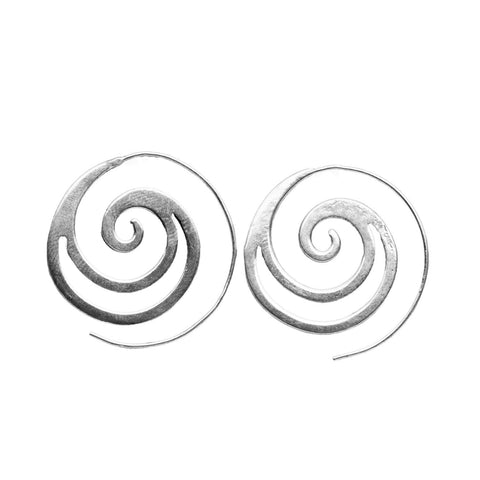Dainty Dotted Silver Spiral Hoop Earrings